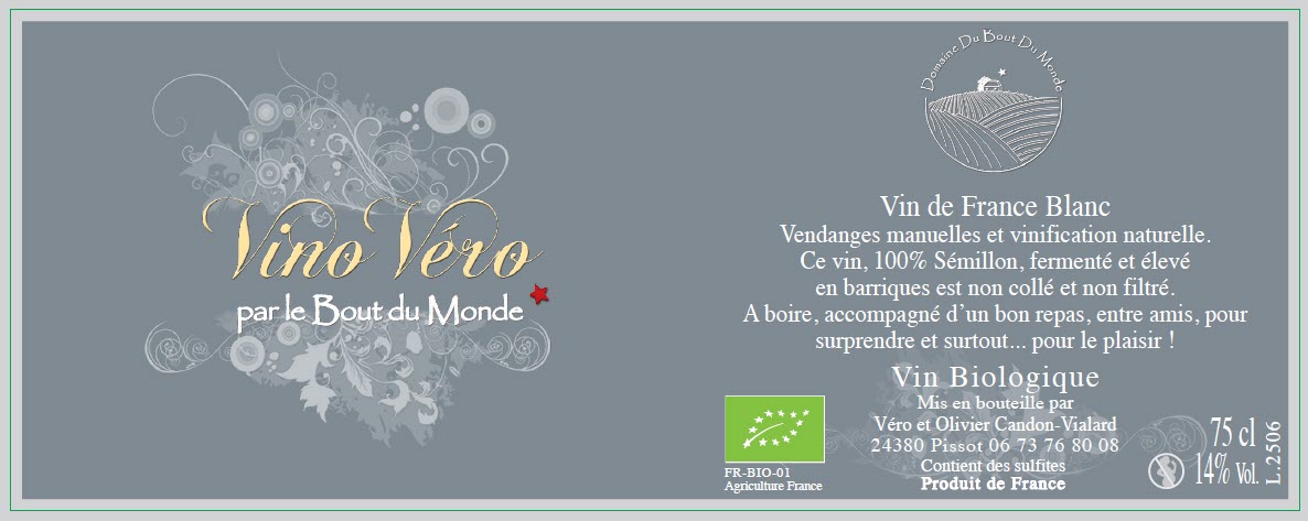 Etiquette Vino Véro blanc 2023