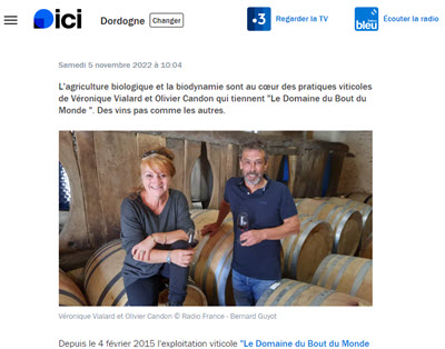 01 - AU CŒUR DES VIGNES - ÉMISSION DE FRANCE BLEUE PÉRIGORD (novembre 2022)