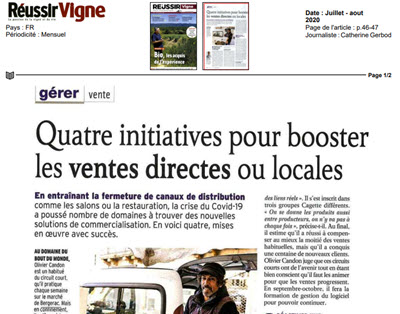 09 - INITIATIVES - ARTICLE DU MAGAZINE RÉUSSIR VIGNE (juillet 2020)