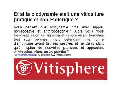 17 - LA BIODYNAMIE - ARTICLE DE VITISPHERE (décembre 2022)